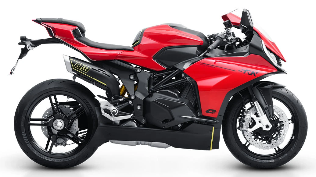 Une moto QJ Motor SRK 1051 RR rouge