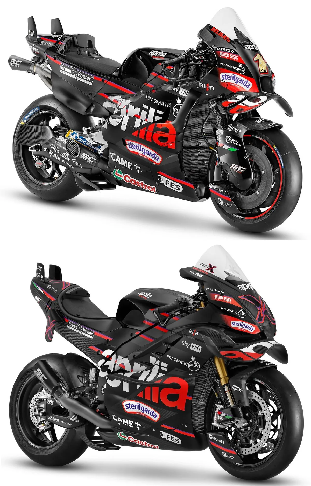 Une Aprilia RS-GP25 et une Aprilia RSV4 X-GP