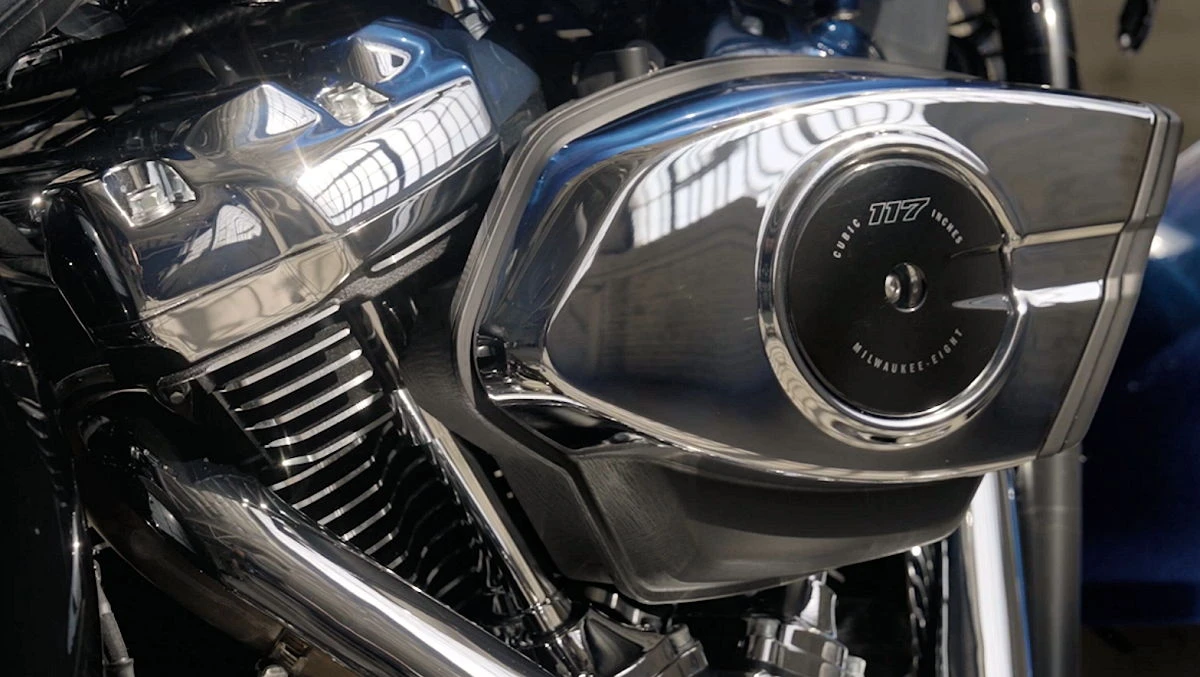 Vue moteur de la Harley-Davidson 1920 Softail Fat Boy FLFB