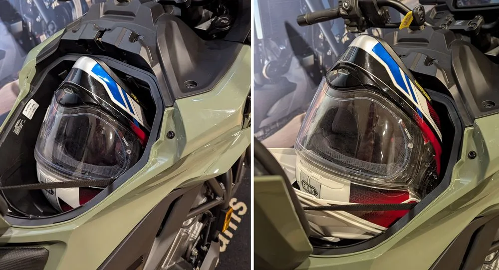 Essai de la Honda NC 750 X 2025 - Rangement du casque