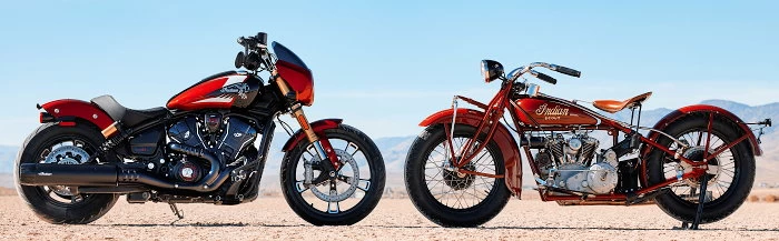 L'indian 1250 Scout 101 face à son ancètre la Scout 101 de 1928