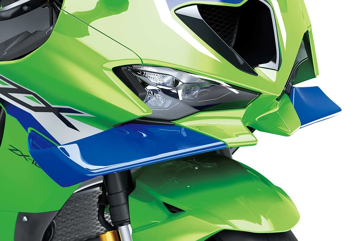 La face avant et les ailerons de la Kawasaki ZX-10R 2026