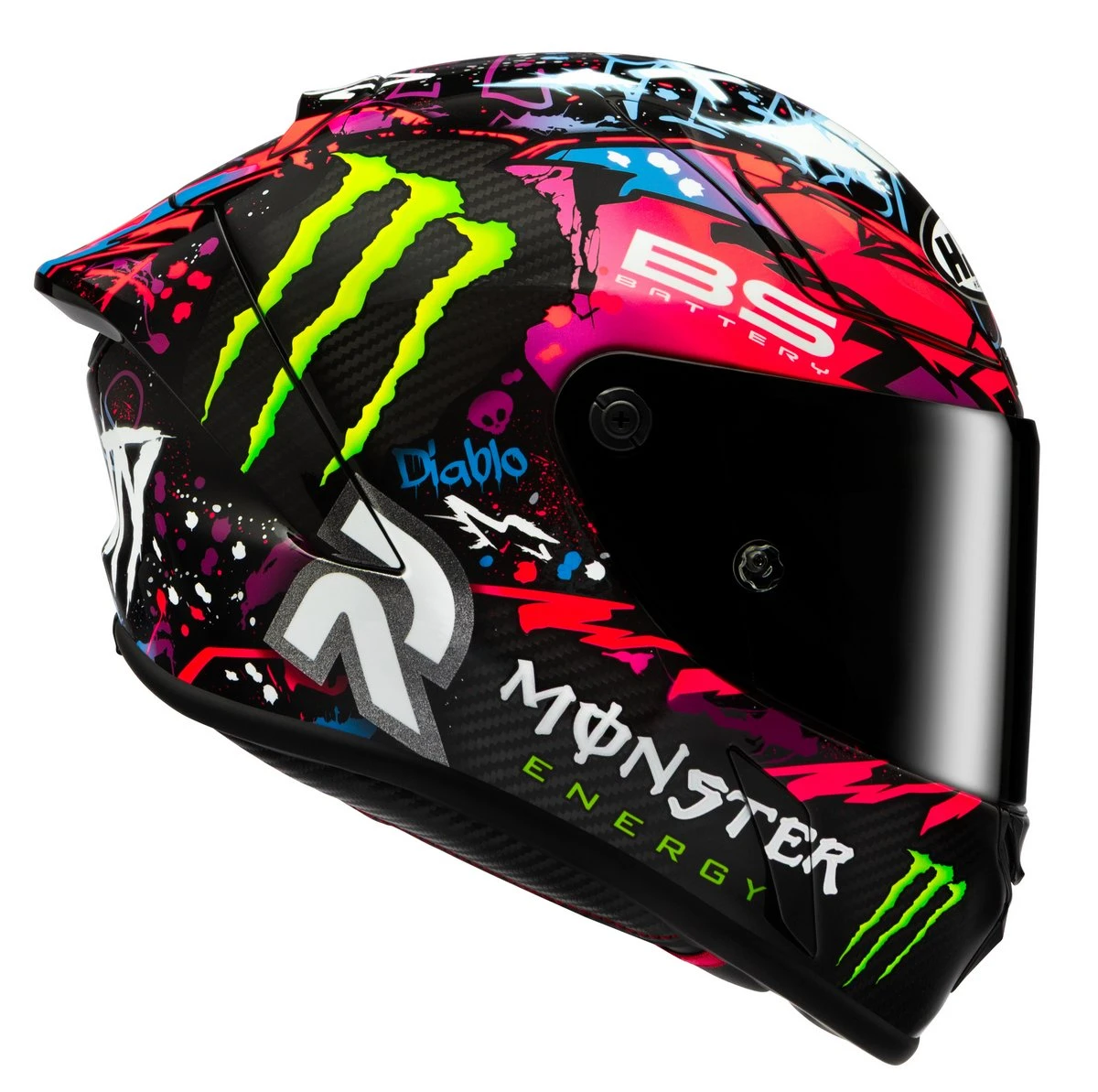 Un casque HJC RPHA-1 v2 Carbon Funky Diablo réplica Fabio Quartararo