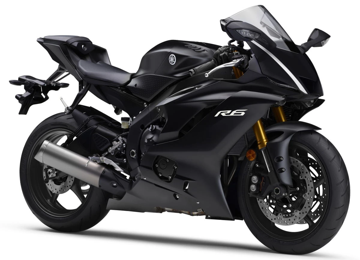 Une moto Yamaha YZF R6 Race Base Model noire