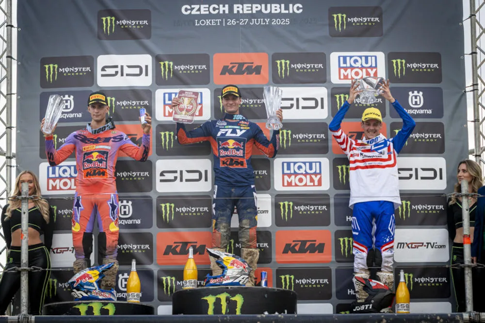 Podium de la catégorie MX2 en République Tchèque