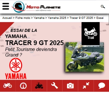 Copie d'écran d'un essai moto avec la nouvelle interface