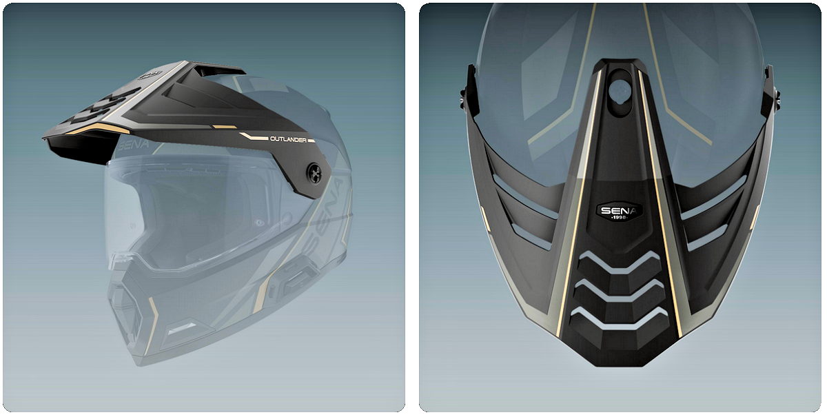 La visera de un casco Sena Outlander negro