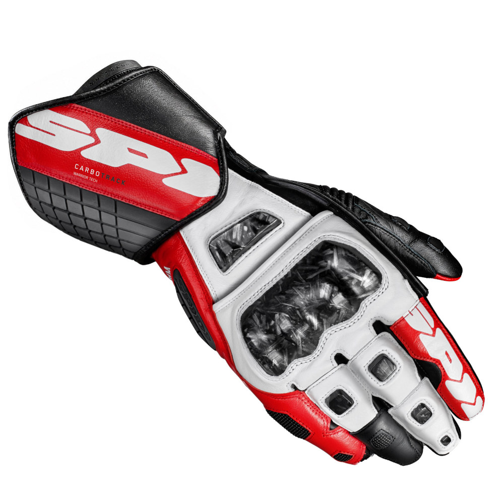 Guantes de moto Racing Spidi Carbo Track Evo en dos colores: negro y rojo, con refuerzos Warrior