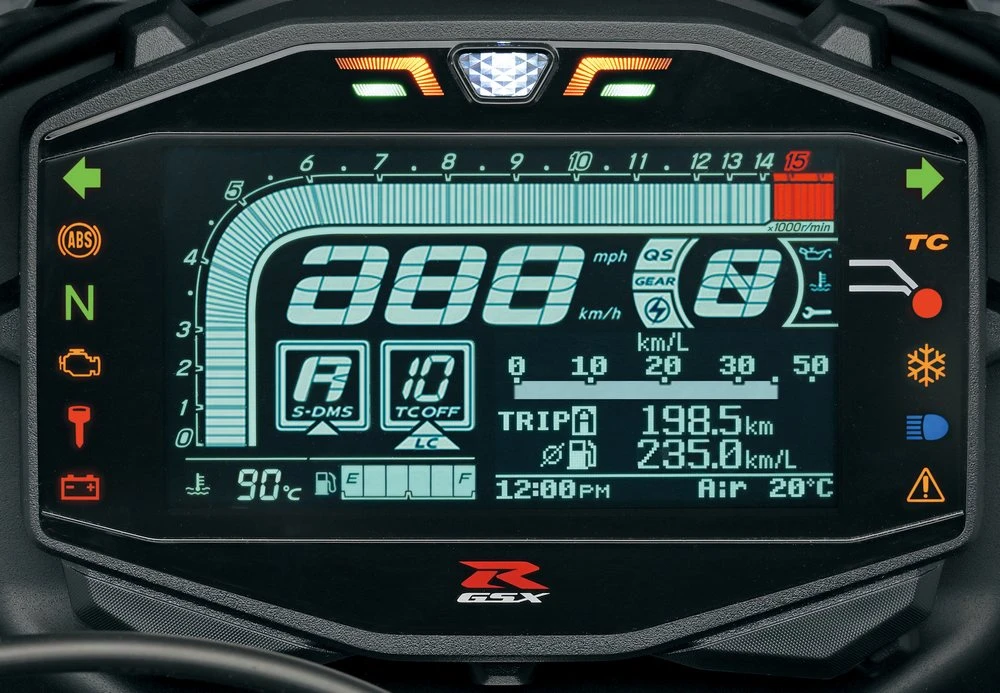 Le tableau de bord de la Suzuki GSX-R1000R 2026