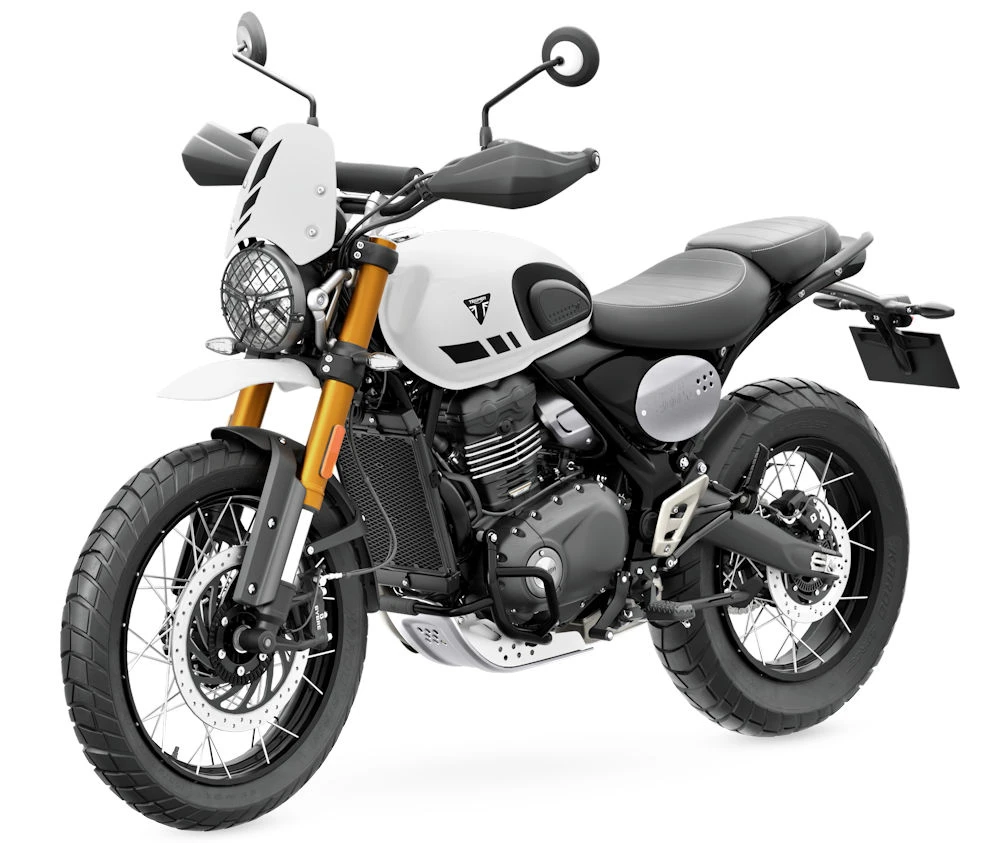 Une moto Triumph Scrambler 400 XC