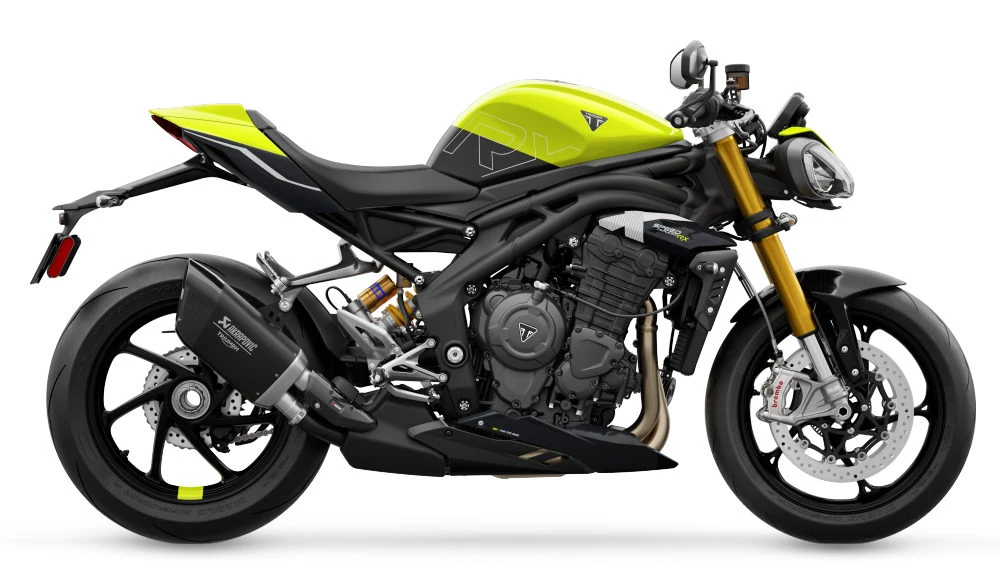 Une moto Triumph Speed Triple 1200 RX vue de profil